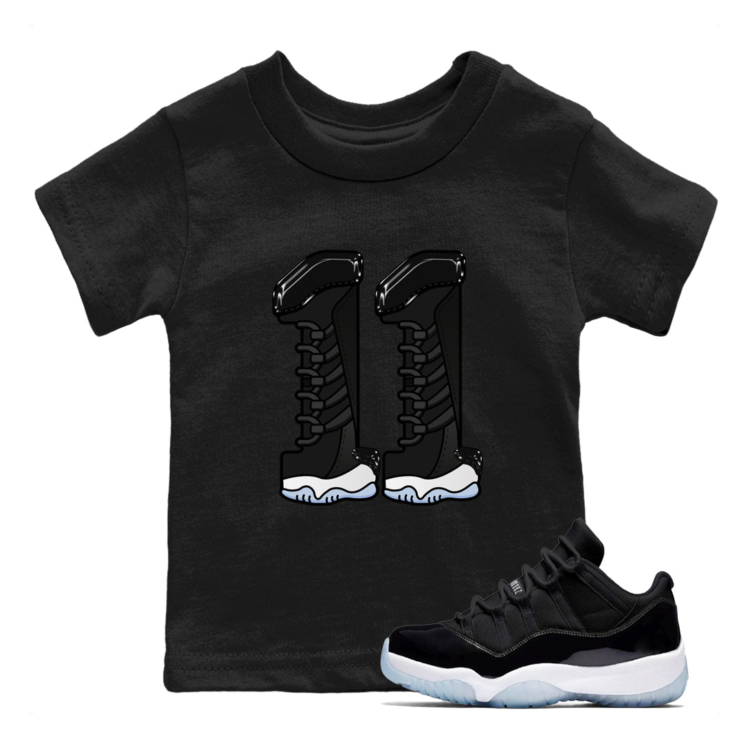 11s Black and Varsity Royal shirt to match jordans Number 11 sneaker tees Air Jordan 11 Black/Varsity Royal SNRT Sneaker Release Tees Baby Toddler Black 1 T-Shirt