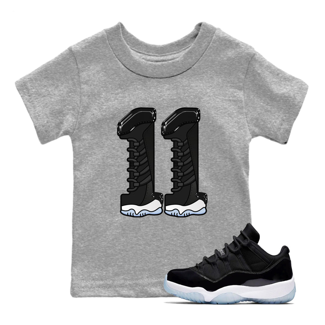 11s Black and Varsity Royal shirt to match jordans Number 11 sneaker tees Air Jordan 11 Black/Varsity Royal SNRT Sneaker Release Tees Baby Toddler Heather Grey 1 T-Shirt