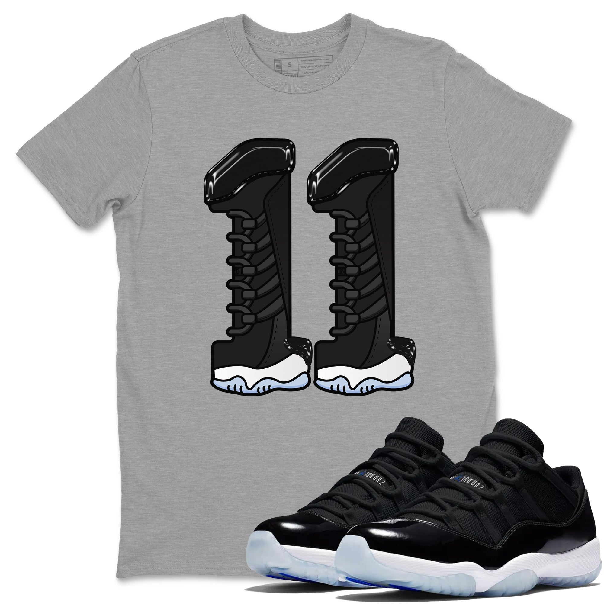 11s Black and Varsity Royal shirt to match jordans Number 11 sneaker tees Air Jordan 11 Black/Varsity Royal SNRT Sneaker Release Tees Unisex Heather Grey 1 T-Shirt