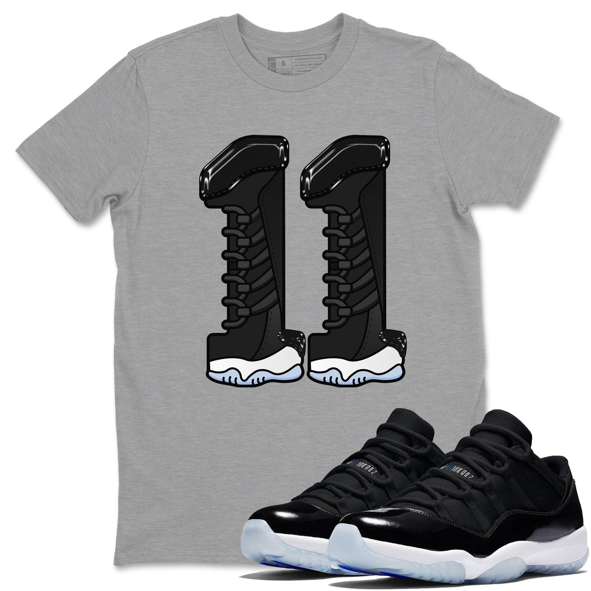 11s Black and Varsity Royal shirt to match jordans Number 11 sneaker tees Air Jordan 11 Black/Varsity Royal SNRT Sneaker Release Tees Unisex Heather Grey 1 T-Shirt