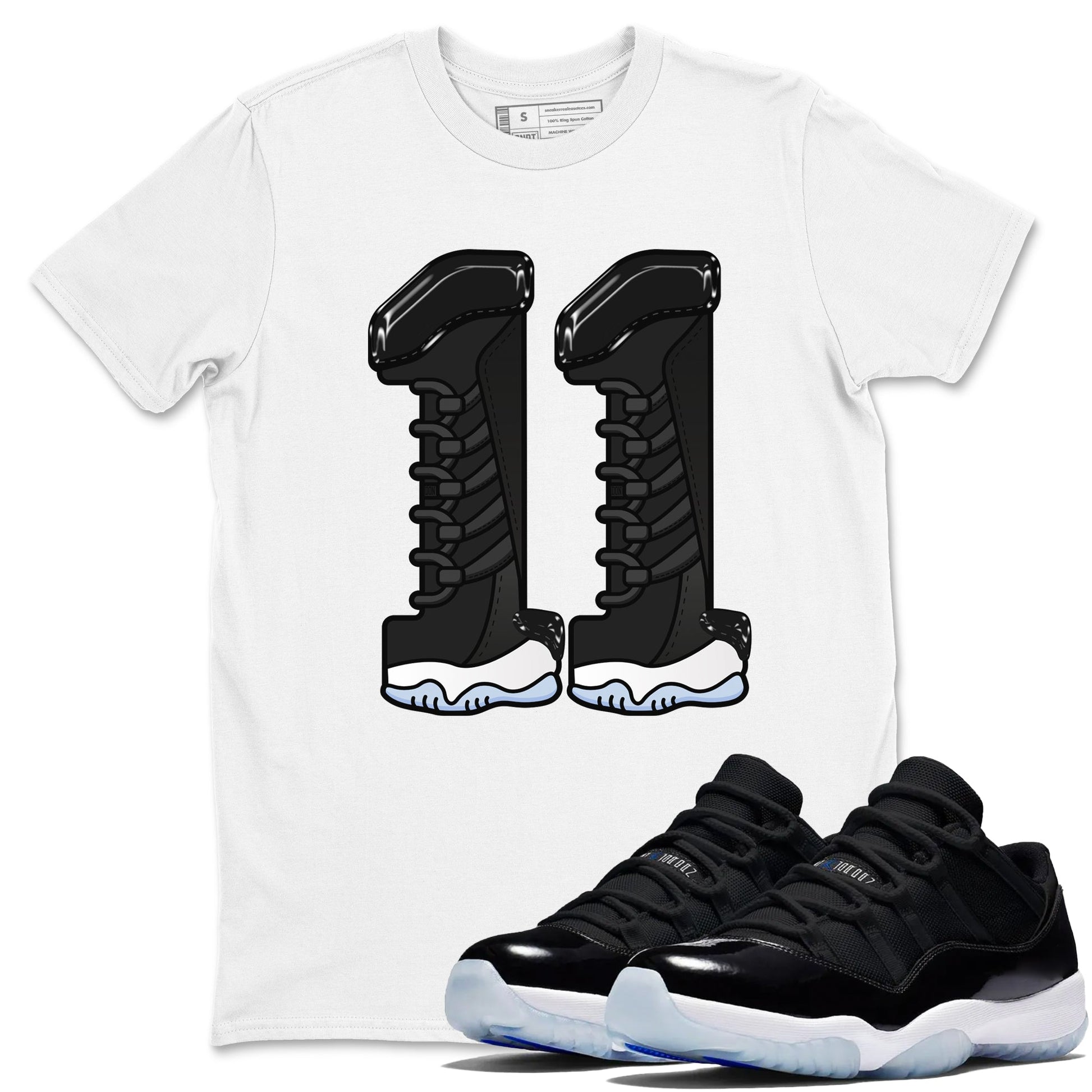 11s Black and Varsity Royal shirt to match jordans Number 11 sneaker tees Air Jordan 11 Black/Varsity Royal SNRT Sneaker Release Tees Unisex White 1 T-Shirt