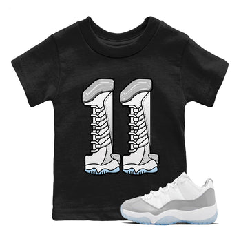 Air Jordan 11 White Cement Sneaker Match Tees Number 11 Sneaker Tees Air Jordan 11 Cement Grey Sneaker Release Tees Kids Shirts Black 1