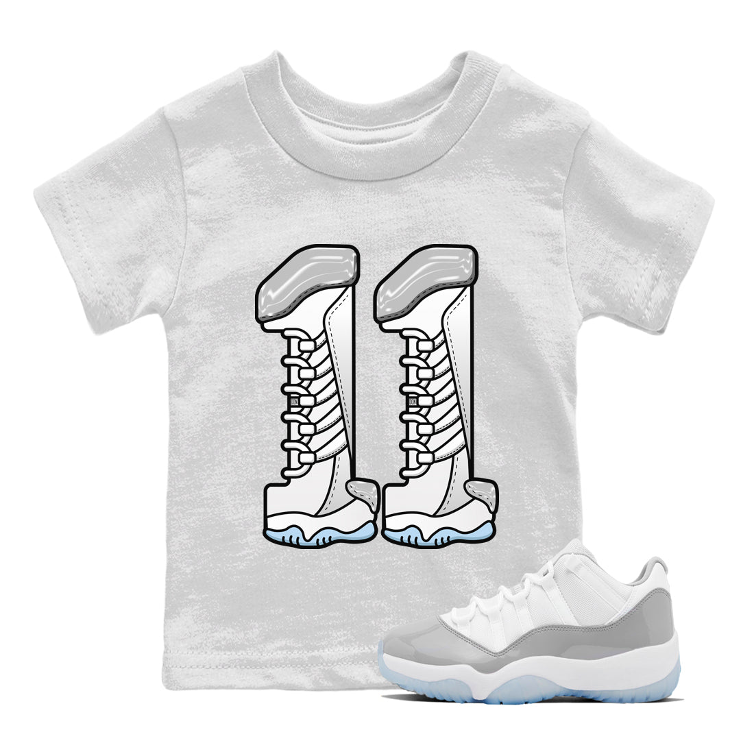 Air Jordan 11 White Cement Sneaker Match Tees Number 11 Sneaker Tees Air Jordan 11 Cement Grey Sneaker Release Tees Kids Shirts White 1