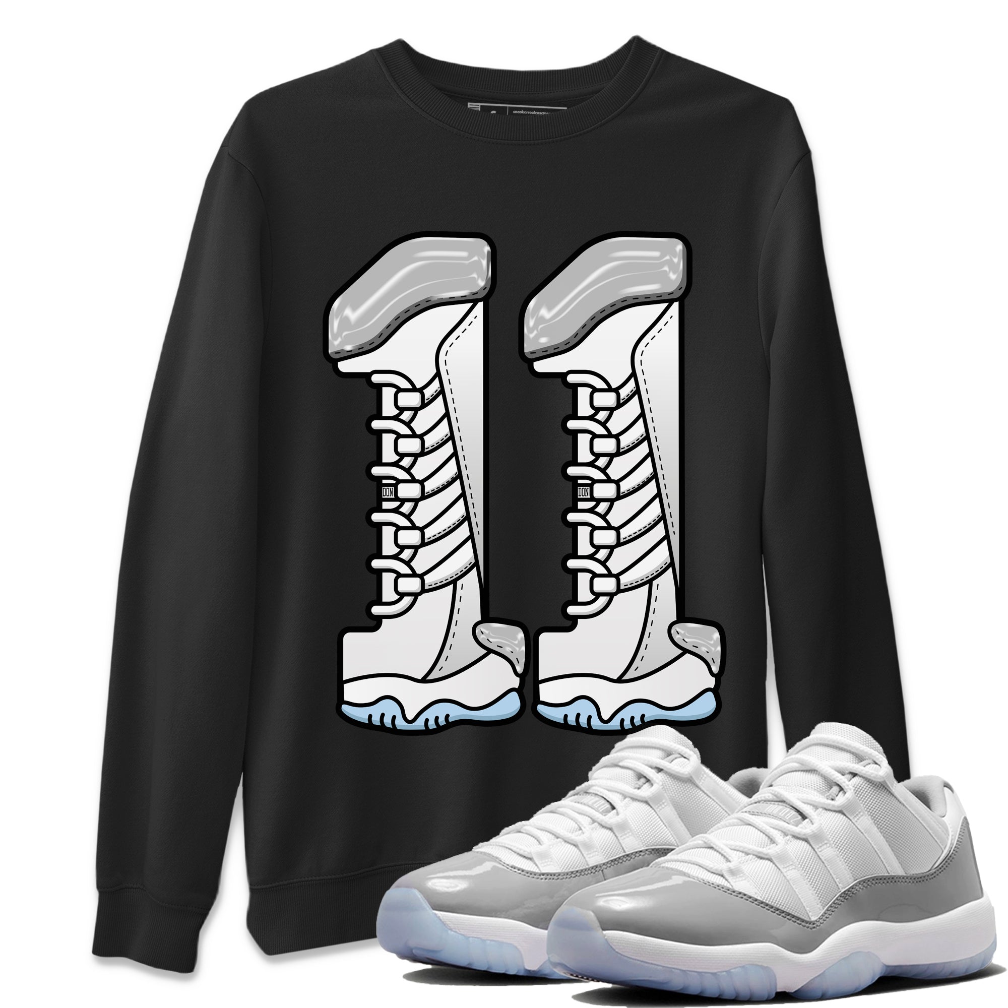 Air Jordan 11 White Cement Sneaker Match Tees Number 11 Sneaker Tees Air Jordan 11 Cement Grey Sneaker Release Tees Unisex Shirts Black 1