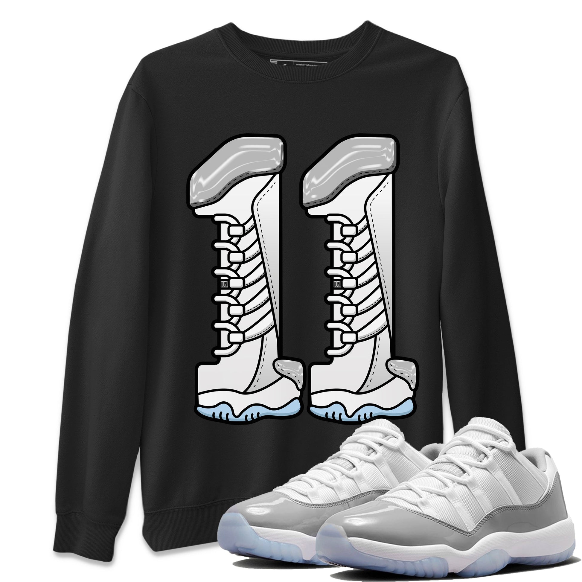Air Jordan 11 White Cement Sneaker Match Tees Number 11 Sneaker Tees Air Jordan 11 Cement Grey Sneaker Release Tees Unisex Shirts Black 1
