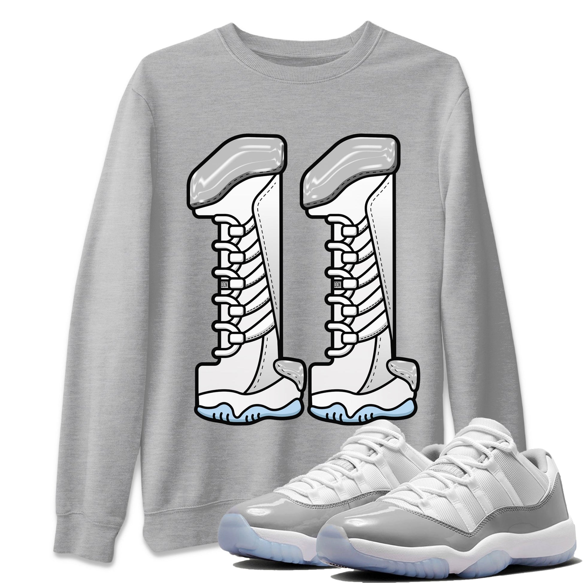 Air Jordan 11 White Cement Sneaker Match Tees Number 11 Sneaker Tees Air Jordan 11 Cement Grey Sneaker Release Tees Unisex Shirts Heather Grey 1