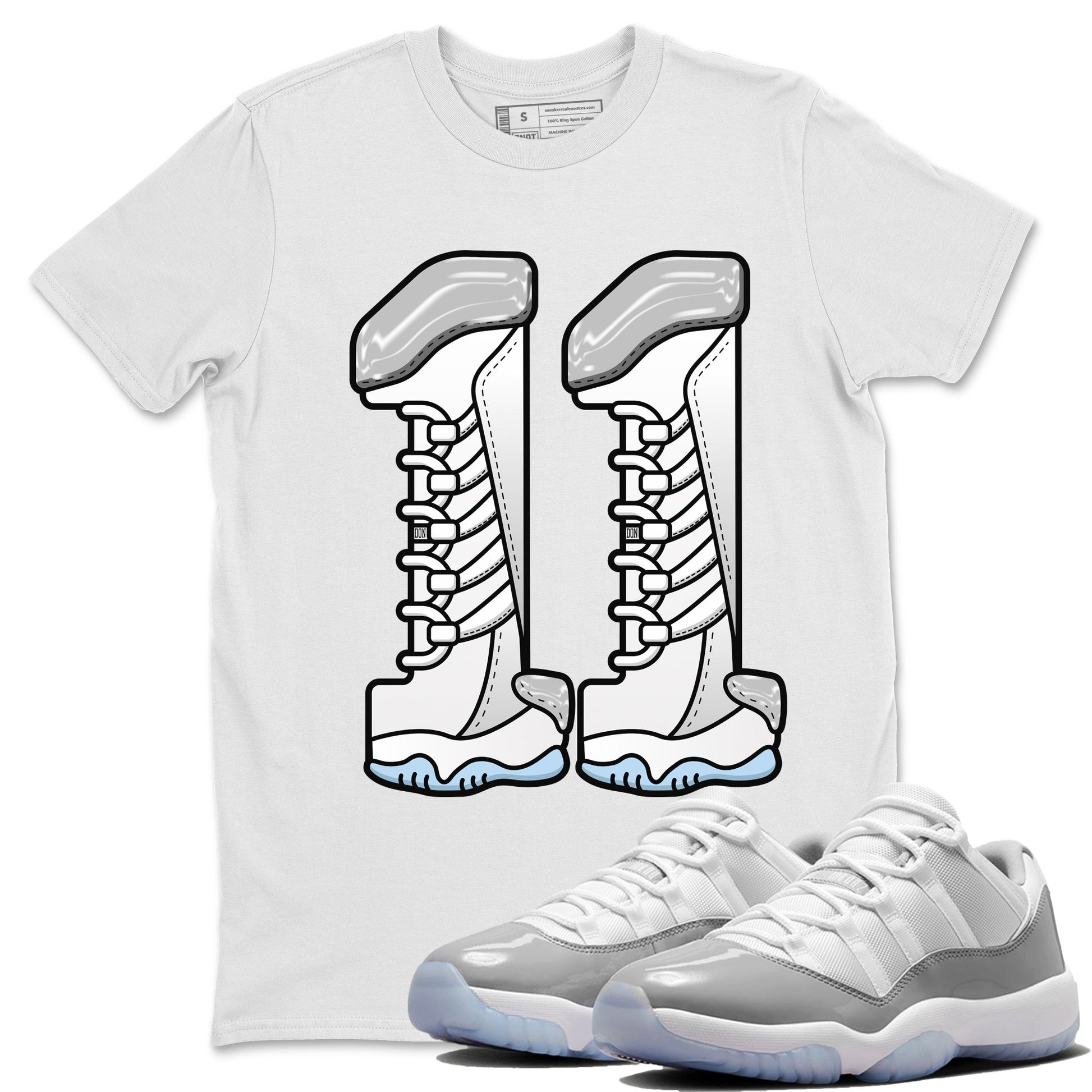 Air Jordan 11 White Cement Sneaker Match Tees Number 11 Sneaker Tees Air Jordan 11 Cement Grey Sneaker Release Tees Unisex Shirts White 1