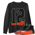 Air Jordan 12 Brilliant Orange Sneaker Match Tees Number 12 Sneaker Tees Air Jordan 12 Orange Sneaker Release Tees Unisex Shirts Black 1