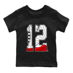 12s Cherry Sneaker Match Tees Number 12 Sneaker Tees Air Jordan 12 Cherry Sneaker Release Tees Kids Shirts Black 2