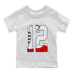 12s Cherry Sneaker Match Tees Number 12 Sneaker Tees Air Jordan 12 Cherry Sneaker Release Tees Kids Shirts White 2