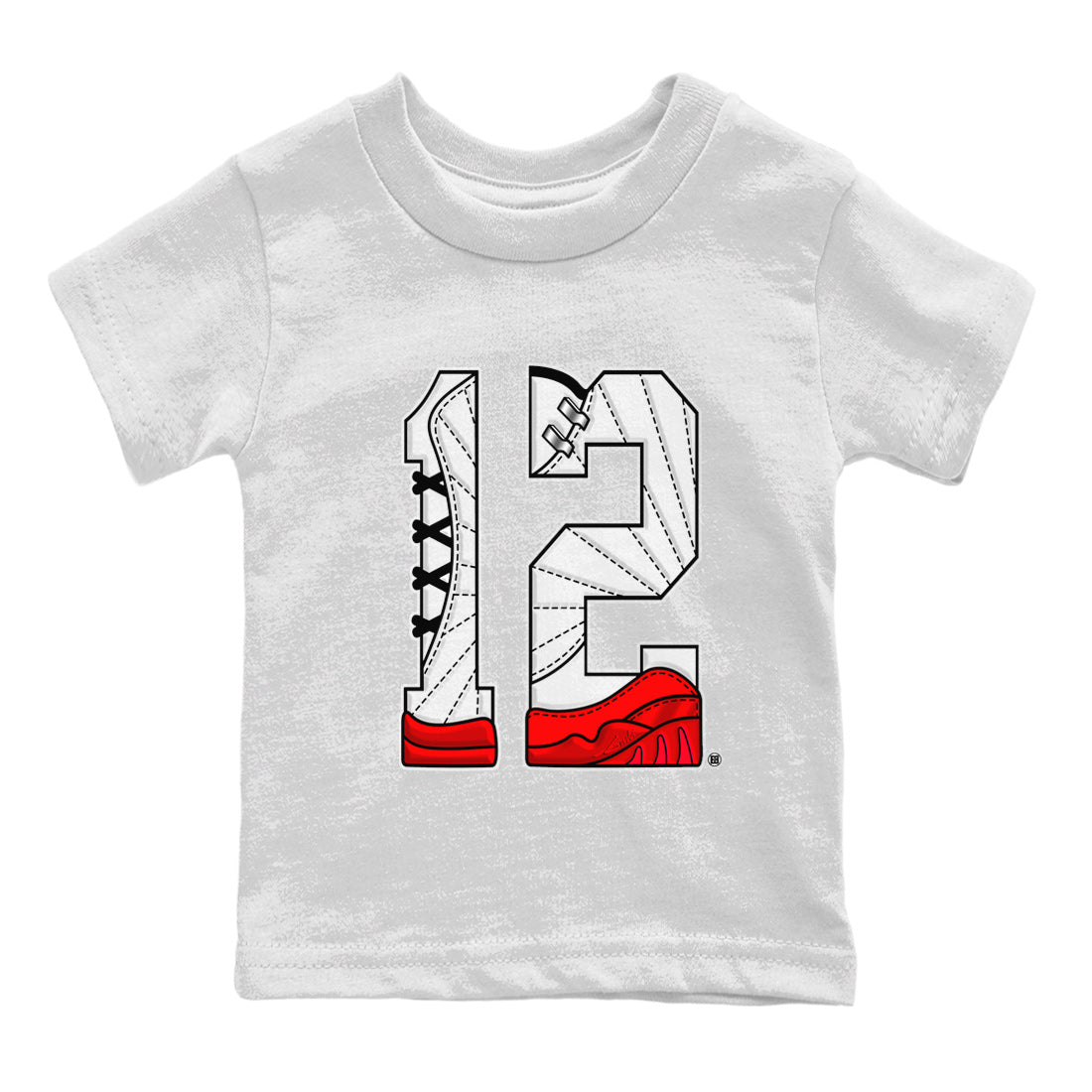 12s Cherry Sneaker Match Tees Number 12 Sneaker Tees Air Jordan 12 Cherry Sneaker Release Tees Kids Shirts White 2