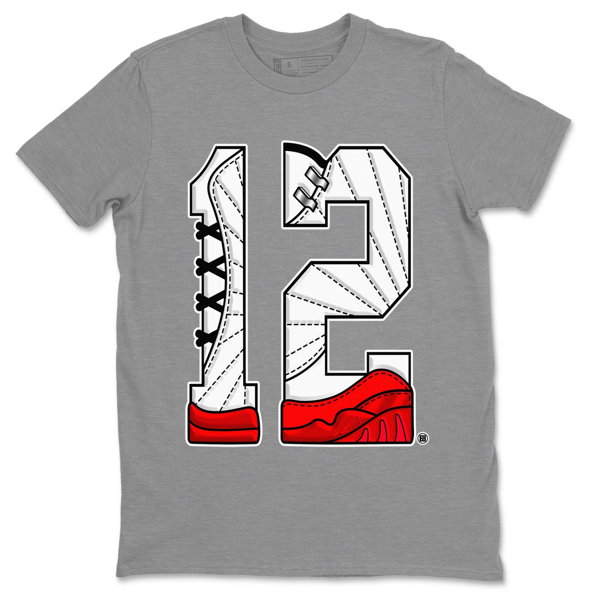 12s Cherry Sneaker Match Tees Number 12 Sneaker Tees Air Jordan 12 Cherry Sneaker Release Tees Unisex Shirts Heather Grey 2