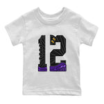 Air Jordan 12 Field Purple Sneaker Match Tees Number 12 Sneaker Tees Air Jordan 12 Purple Sneaker Release Tees Kids Shirts White 2