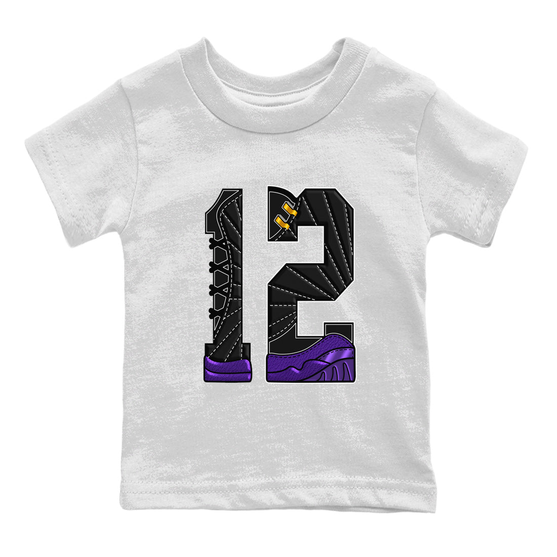 Air Jordan 12 Field Purple Sneaker Match Tees Number 12 Sneaker Tees Air Jordan 12 Purple Sneaker Release Tees Kids Shirts White 2