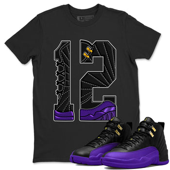 Air Jordan 12 Field Purple Sneaker Match Tees Number 12 Sneaker Tees Air Jordan 12 Purple Sneaker Release Tees Unisex Shirts Black 1