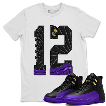 Air Jordan 12 Field Purple Sneaker Match Tees Number 12 Sneaker Tees Air Jordan 12 Purple Sneaker Release Tees Unisex Shirts White 1