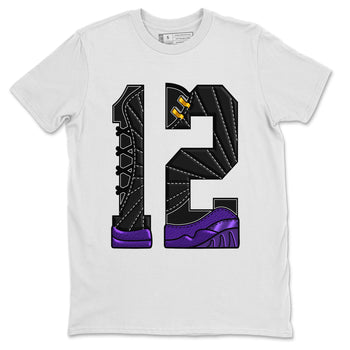 Air Jordan 12 Field Purple Sneaker Match Tees Number 12 Sneaker Tees Air Jordan 12 Purple Sneaker Release Tees Unisex Shirts White 2