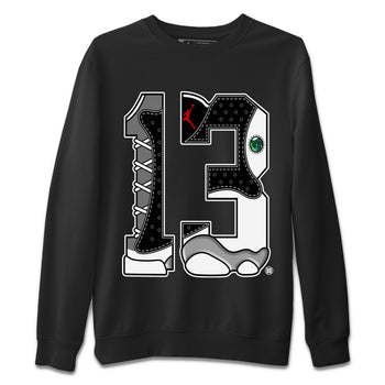 Air Jordan 13 Black Flint Sneaker Match Tees Number 13 Sneaker Tees Air Jordan 13 Retro Black Flint Sneaker Release Tees Unisex Shirts Black 2