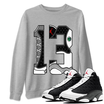 Air Jordan 13 Black Flint Sneaker Match Tees Number 13 Sneaker Tees Air Jordan 13 Retro Black Flint Sneaker Release Tees Unisex Shirts Heather Grey 1