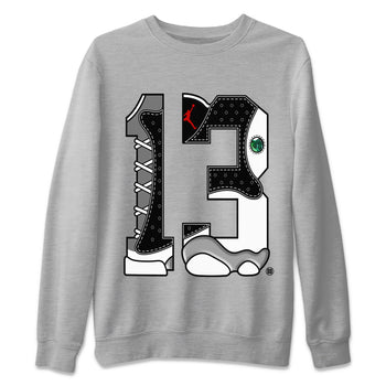 Air Jordan 13 Black Flint Sneaker Match Tees Number 13 Sneaker Tees Air Jordan 13 Retro Black Flint Sneaker Release Tees Unisex Shirts Heather Grey 2