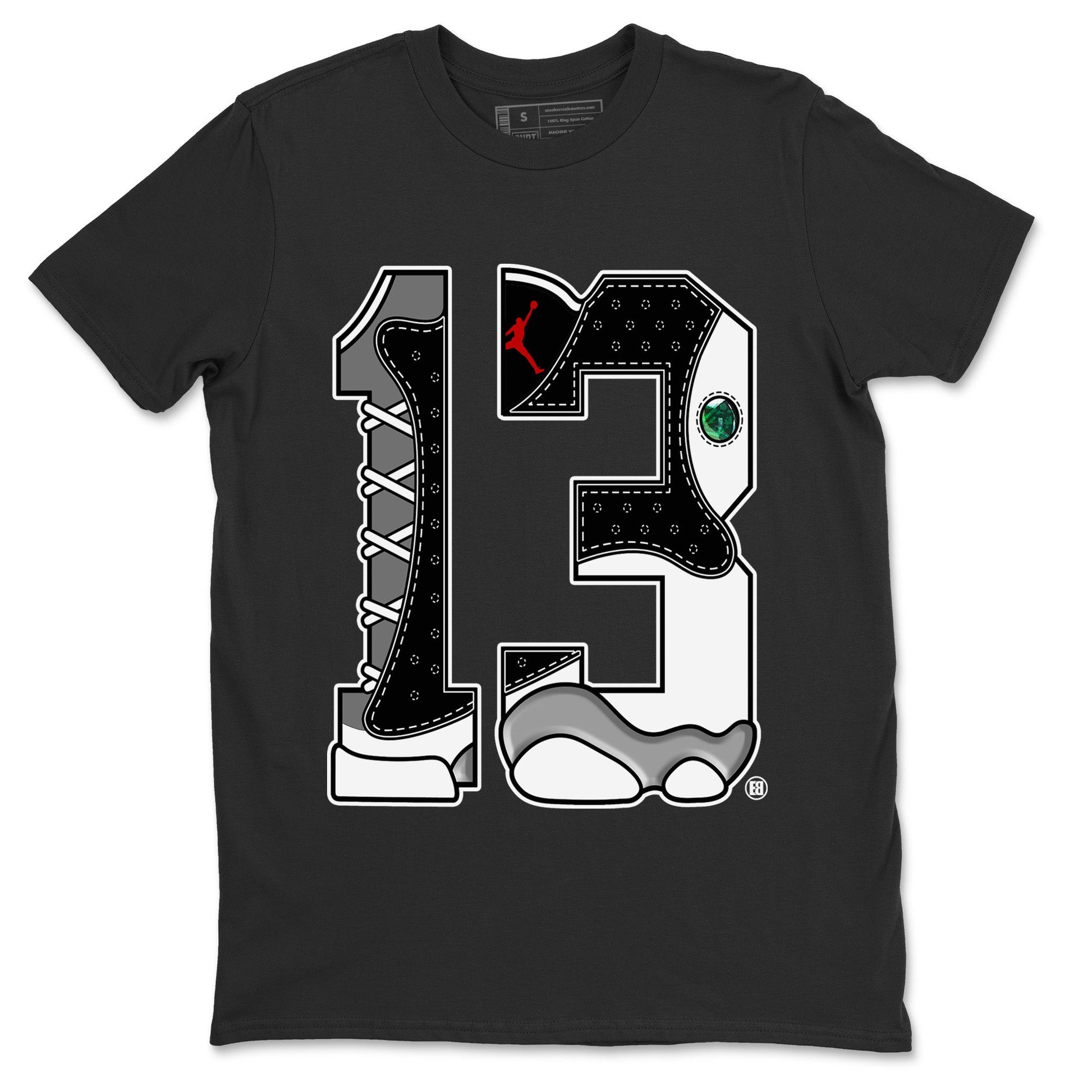 Air Jordan 13 Black Flint Sneaker Match Tees Number 13 Sneaker Tees Air Jordan 13 Retro Black Flint Sneaker Release Tees Unisex Shirts Black 2