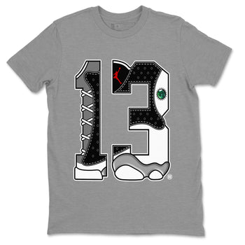Air Jordan 13 Black Flint Sneaker Match Tees Number 13 Sneaker Tees Air Jordan 13 Retro Black Flint Sneaker Release Tees Unisex Shirts Heather Grey 2