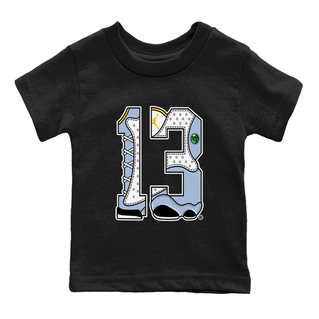 AJ13 Blue Grey shirt to match jordans Number 13 sneaker tees streetwear brand Air Jordan 13 Blue Grey SNRT sneaker release tees baby toddler Black 2 cotton Shirt