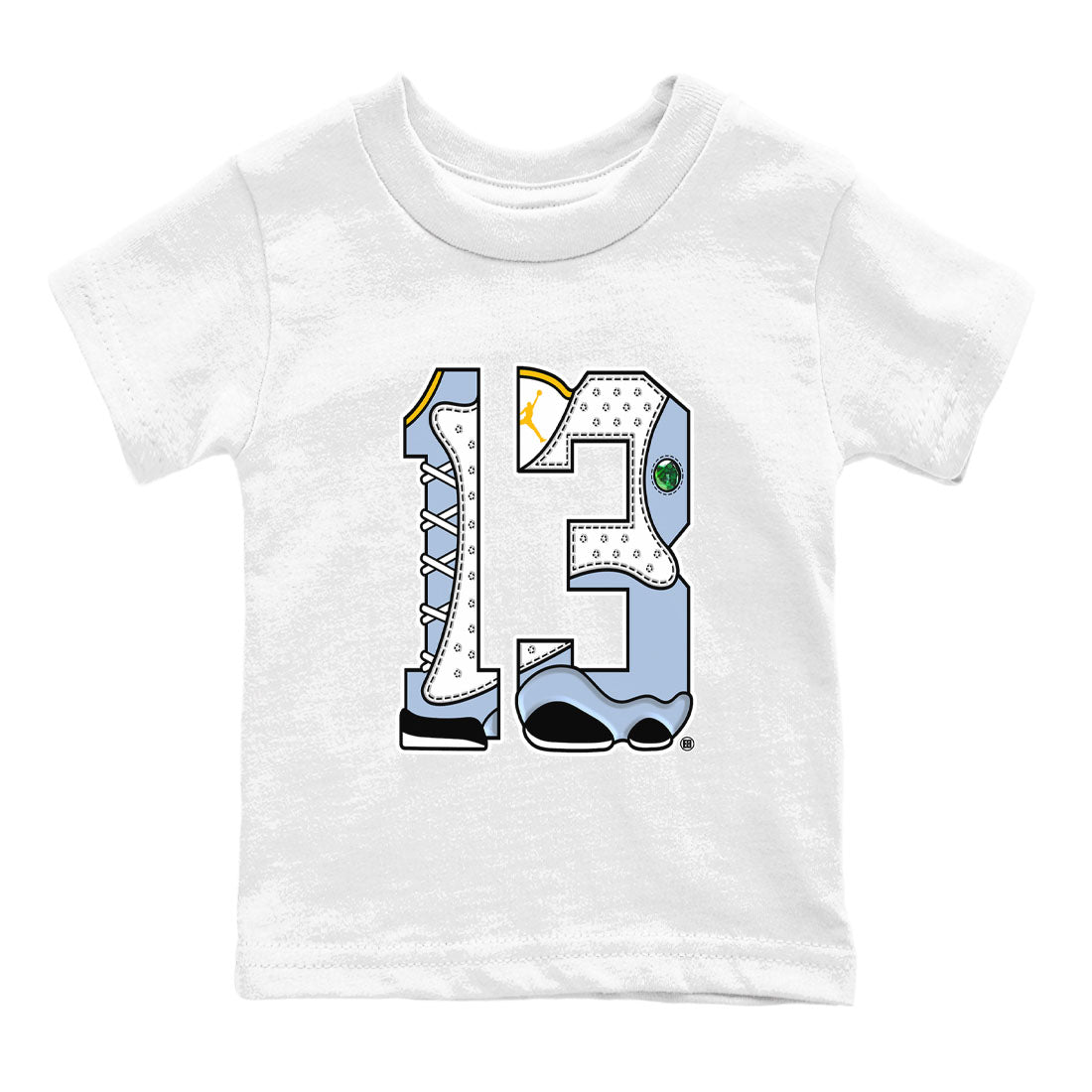 AJ13 Blue Grey shirt to match jordans Number 13 sneaker tees streetwear brand Air Jordan 13 Blue Grey SNRT sneaker release tees baby toddler White 2 cotton Shirt
