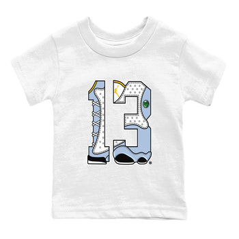 AJ13 Blue Grey shirt to match jordans Number 13 sneaker tees streetwear brand Air Jordan 13 Blue Grey SNRT sneaker release tees baby toddler White 2 cotton Shirt
