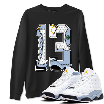 AJ13 Blue Grey shirt to match jordans Number 13 sneaker tees streetwear brand Air Jordan 13 Blue Grey SNRT Sneaker Release Tees unisex cotton Black 1 crew neck shirt