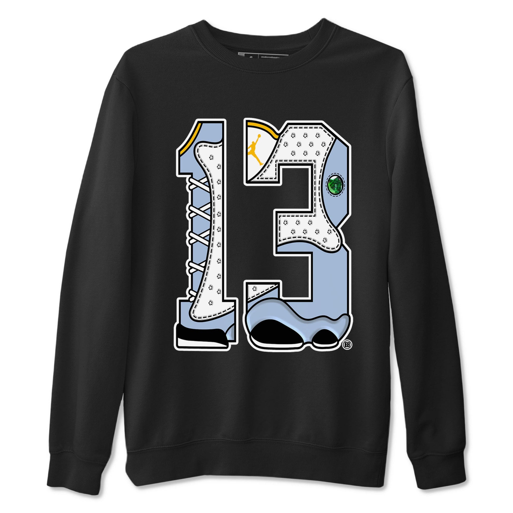 AJ13 Blue Grey shirt to match jordans Number 13 sneaker tees streetwear brand Air Jordan 13 Blue Grey SNRT Sneaker Release Tees unisex cotton Black 2 crew neck shirt