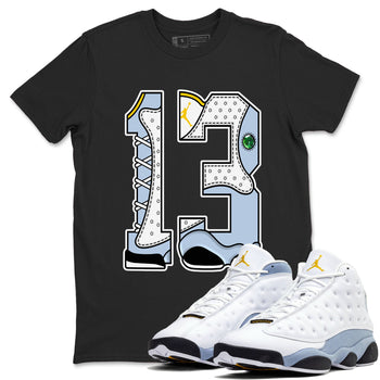 AJ13 Blue Grey shirt to match jordans Number 13 sneaker tees streetwear brand Air Jordan 13 Blue Grey SNRT Sneaker Release Tees unisex cotton Black 1 crew neck shirt