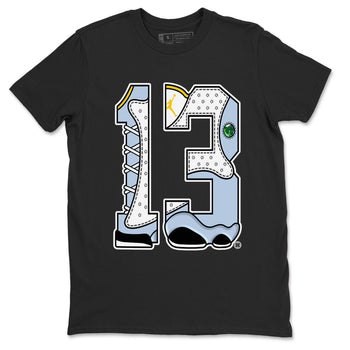 AJ13 Blue Grey shirt to match jordans Number 13 sneaker tees streetwear brand Air Jordan 13 Blue Grey SNRT Sneaker Release Tees unisex cotton Black 2 crew neck shirt