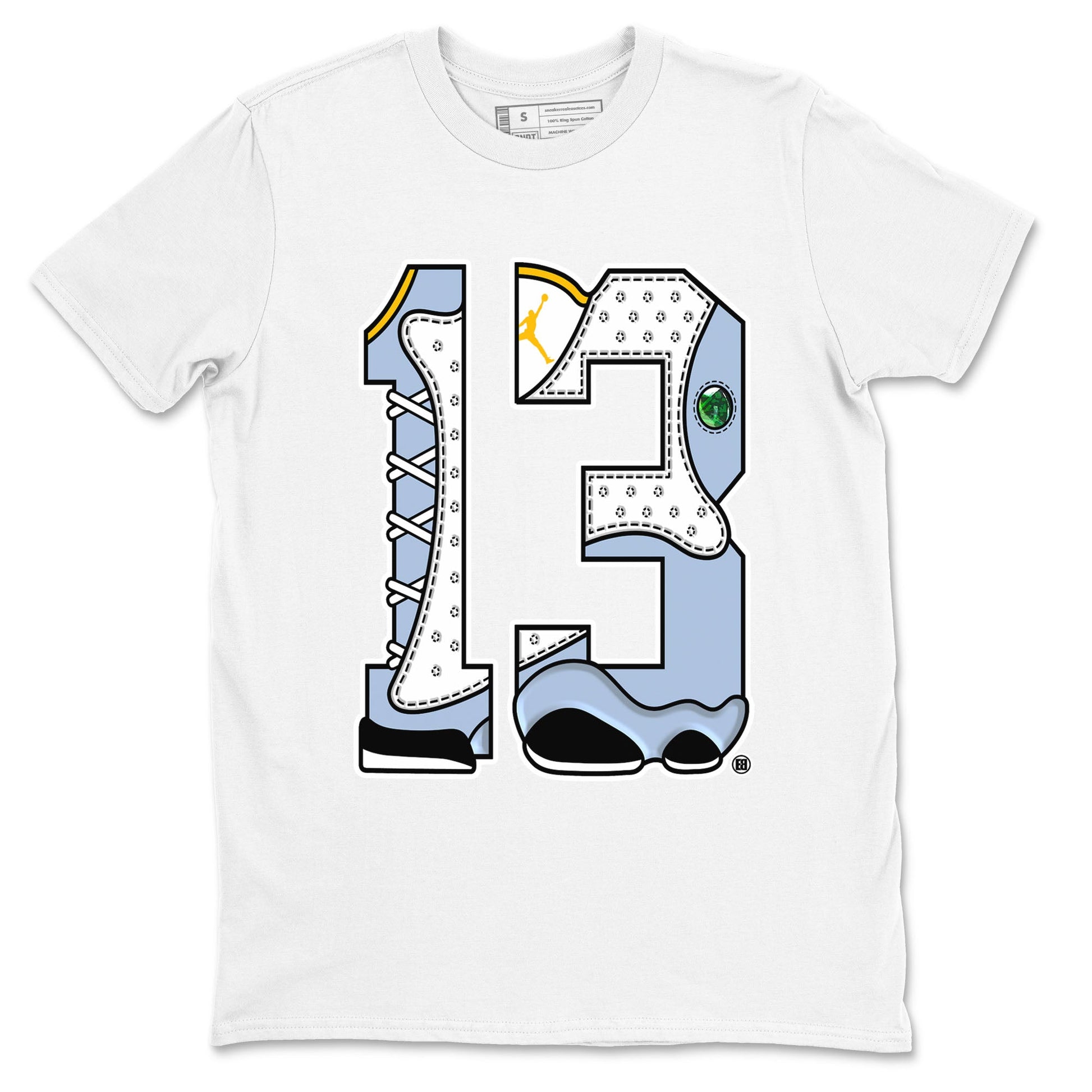 AJ13 Blue Grey shirt to match jordans Number 13 sneaker tees streetwear brand Air Jordan 13 Blue Grey SNRT Sneaker Release Tees unisex cotton White 2 crew neck shirt