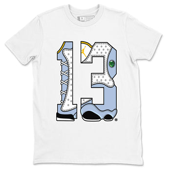 AJ13 Blue Grey shirt to match jordans Number 13 sneaker tees streetwear brand Air Jordan 13 Blue Grey SNRT Sneaker Release Tees unisex cotton White 2 crew neck shirt