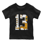 Jordan Retro 13 Wheat Sneaker Matching Tee Number 13 Sneaker Tees Air Jordan 13 Wheat Sneaker Release Tees Kids Shirts Black 2