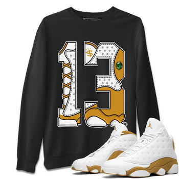 Jordan Retro 13 Wheat Sneaker Matching Tee Number 13 Sneaker Tees Air Jordan 13 Wheat Sneaker Release Tees Unisex Shirts Black 1