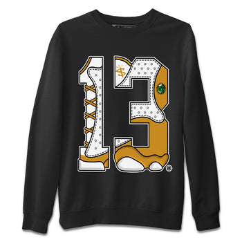 Jordan Retro 13 Wheat Sneaker Matching Tee Number 13 Sneaker Tees Air Jordan 13 Wheat Sneaker Release Tees Unisex Shirts Black 2