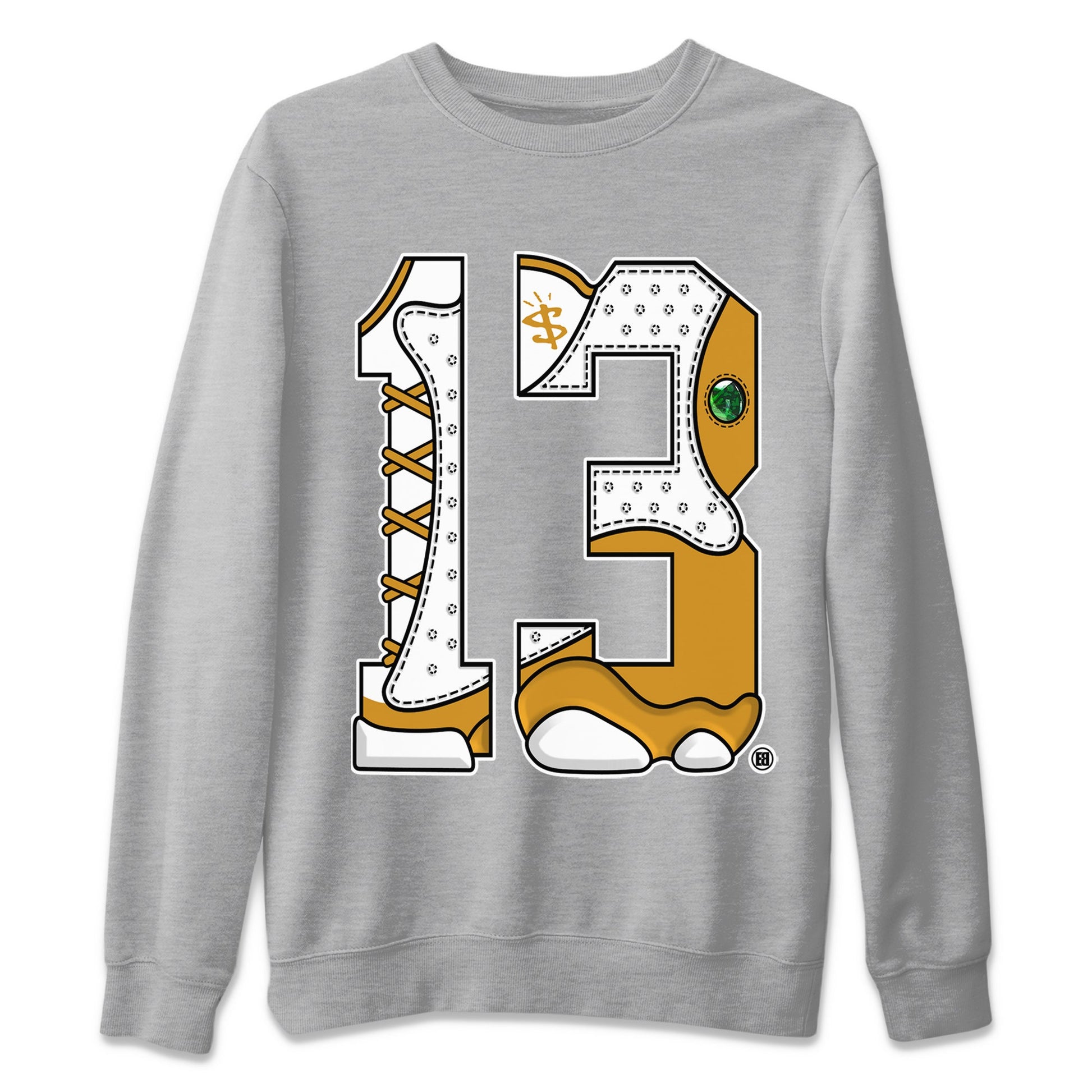 Jordan Retro 13 Wheat Sneaker Matching Tee Number 13 Sneaker Tees Air Jordan 13 Wheat Sneaker Release Tees Unisex Shirts Heather Grey 2
