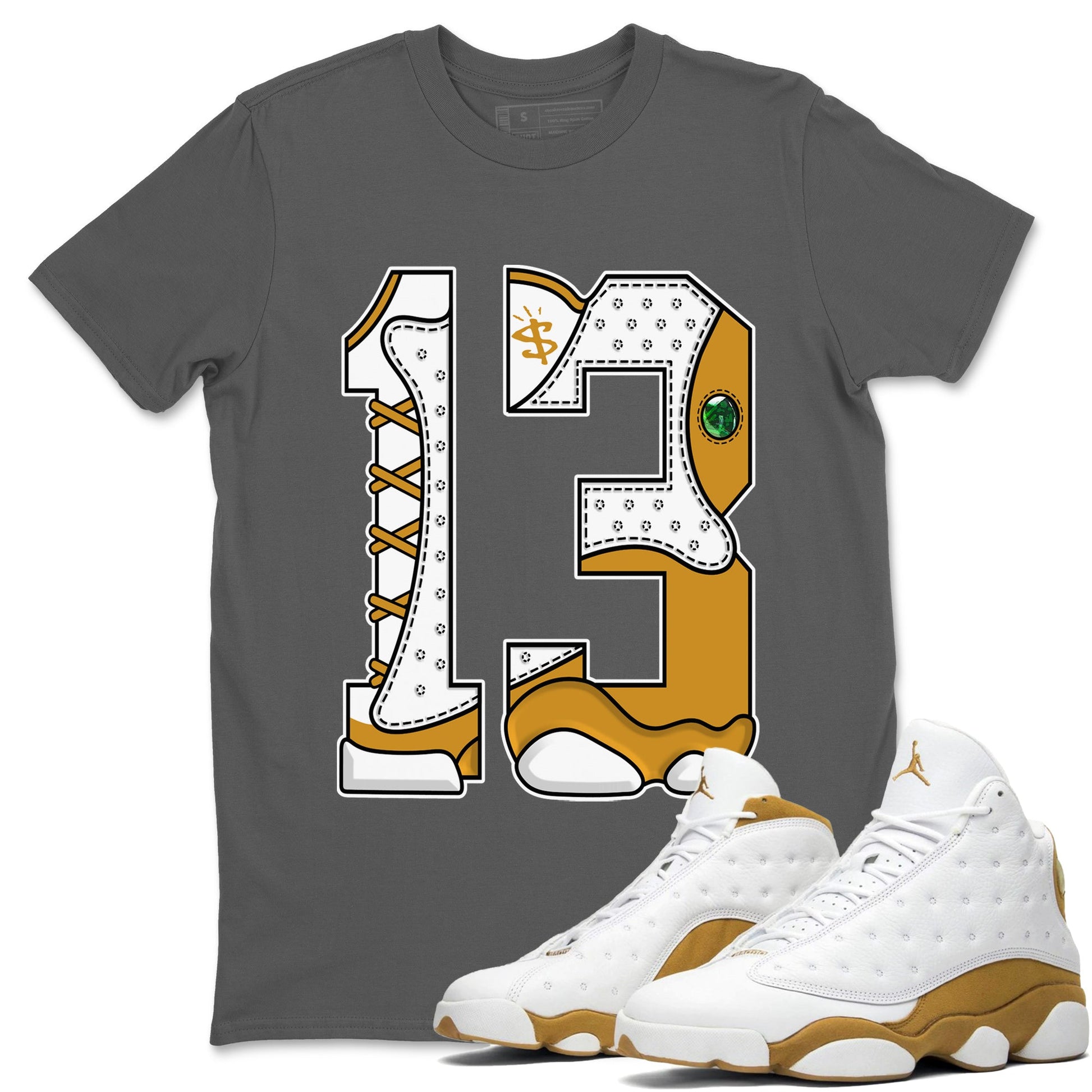 Jordan Retro 13 Wheat Sneaker Matching Tee Number 13 Sneaker Tees Air Jordan 13 Wheat Sneaker Release Tees Unisex Shirts Cool Grey 1