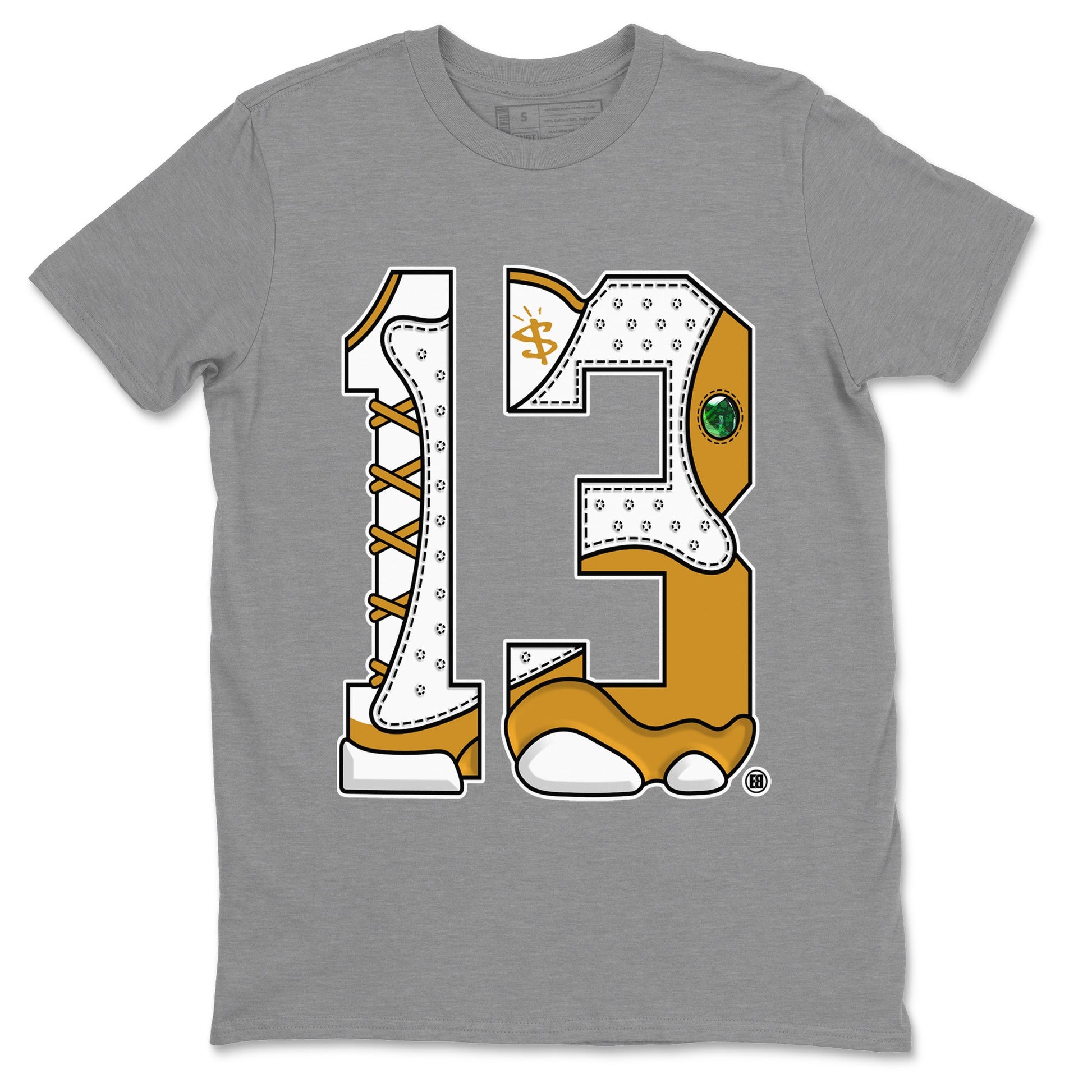 Jordan Retro 13 Wheat Sneaker Matching Tee Number 13 Sneaker Tees Air Jordan 13 Wheat Sneaker Release Tees Unisex Shirts Heather Grey 2
