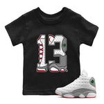 Air Jordan 13 Wolf Grey Sneaker Match Tees Number 13 Sneaker Tees Air Jordan 13 Retro Wolf Grey T-Shirt Kids Shirts Black 1