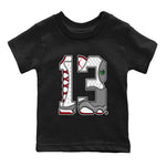 Air Jordan 13 Wolf Grey Sneaker Match Tees Number 13 Sneaker Tees Air Jordan 13 Retro Wolf Grey T-Shirt Kids Shirts Black 2