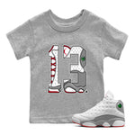 Air Jordan 13 Wolf Grey Sneaker Match Tees Number 13 Sneaker Tees Air Jordan 13 Retro Wolf Grey T-Shirt Kids Shirts Heather Grey 1