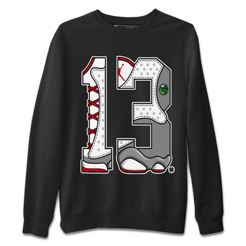 Air Jordan 13 Wolf Grey Sneaker Match Tees Number 13 Sneaker Tees Air Jordan 13 Retro Wolf Grey T-Shirt Unisex Shirts Black 2