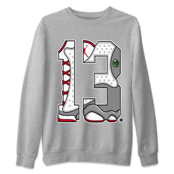 Air Jordan 13 Wolf Grey Sneaker Match Tees Number 13 Sneaker Tees Air Jordan 13 Retro Wolf Grey T-Shirt Unisex Shirts Heather Grey 2