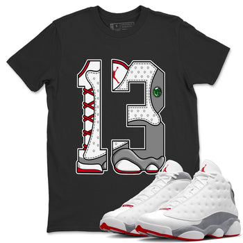 Air Jordan 13 Wolf Grey Sneaker Match Tees Number 13 Sneaker Tees Air Jordan 13 Retro Wolf Grey T-Shirt Unisex Shirts Black 1