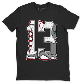 Air Jordan 13 Wolf Grey Sneaker Match Tees Number 13 Sneaker Tees Air Jordan 13 Retro Wolf Grey T-Shirt Unisex Shirts Black 2