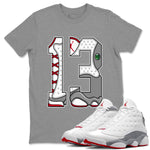 Air Jordan 13 Wolf Grey Sneaker Match Tees Number 13 Sneaker Tees Air Jordan 13 Retro Wolf Grey T-Shirt Unisex Shirts Heather Grey 1