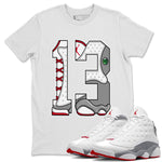 Air Jordan 13 Wolf Grey Sneaker Match Tees Number 13 Sneaker Tees Air Jordan 13 Retro Wolf Grey T-Shirt Unisex Shirts White 1